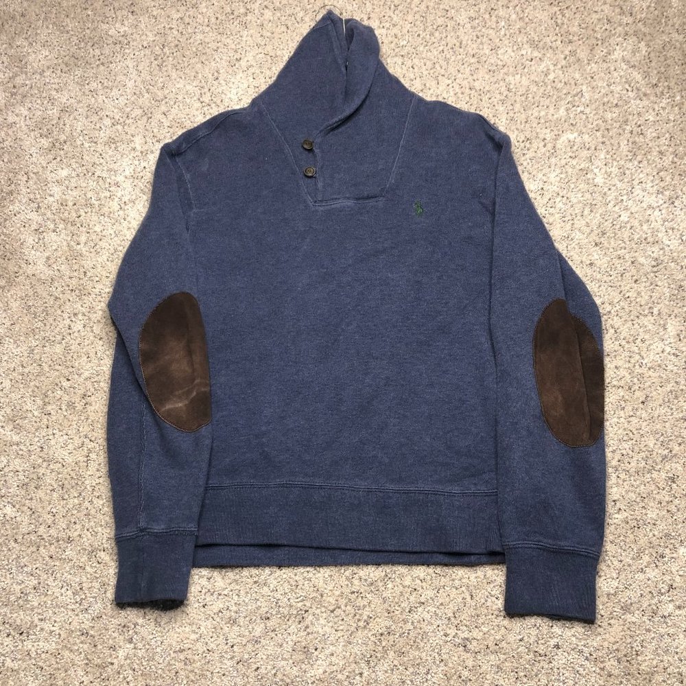 Polo Ralph Lauren Sweater Adult Small Blue Cowl Neck Long Sleeves Formal Mens